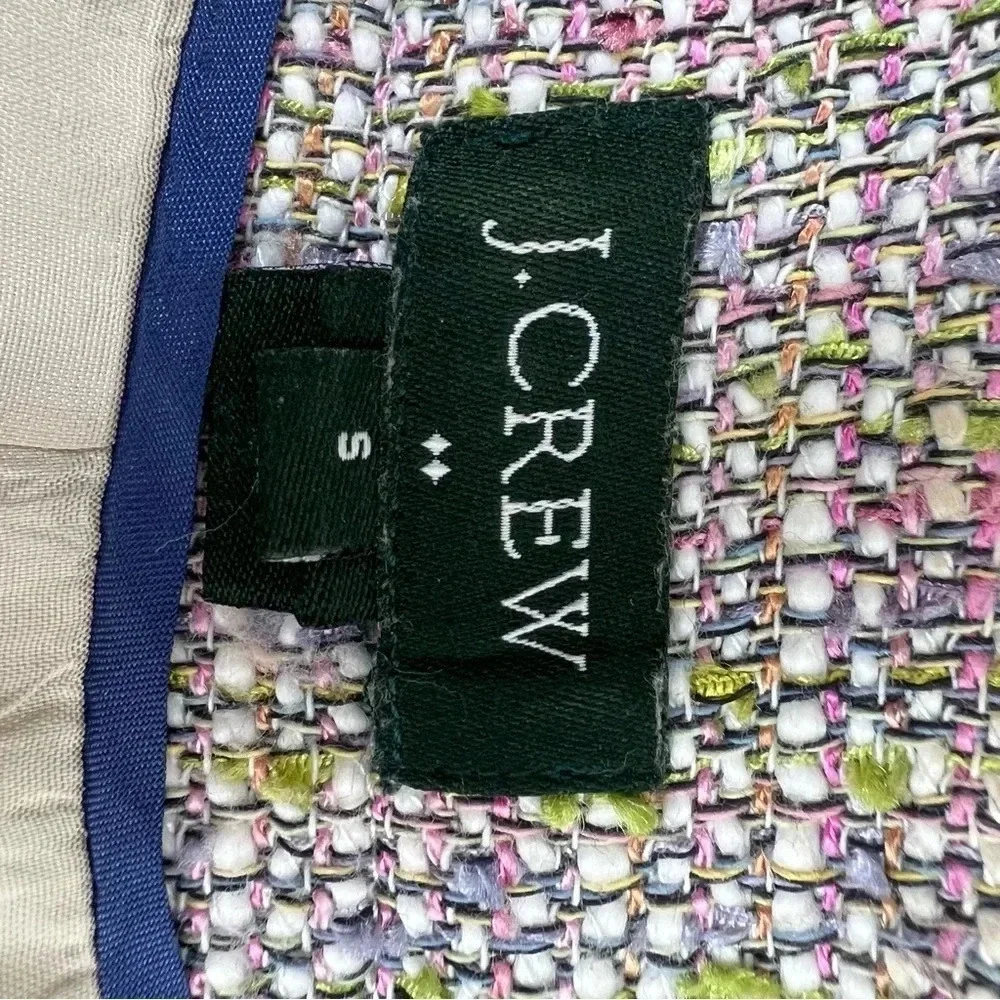 J. Crew Tweed Cropped Tailored Jacket Blazer Size S Pink Green B26 Lady Jacket